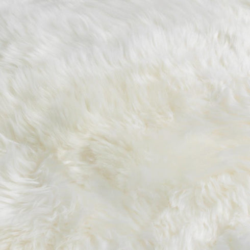 Native Home Lifestyle Natural White Sheepskin Wood Stool - White
